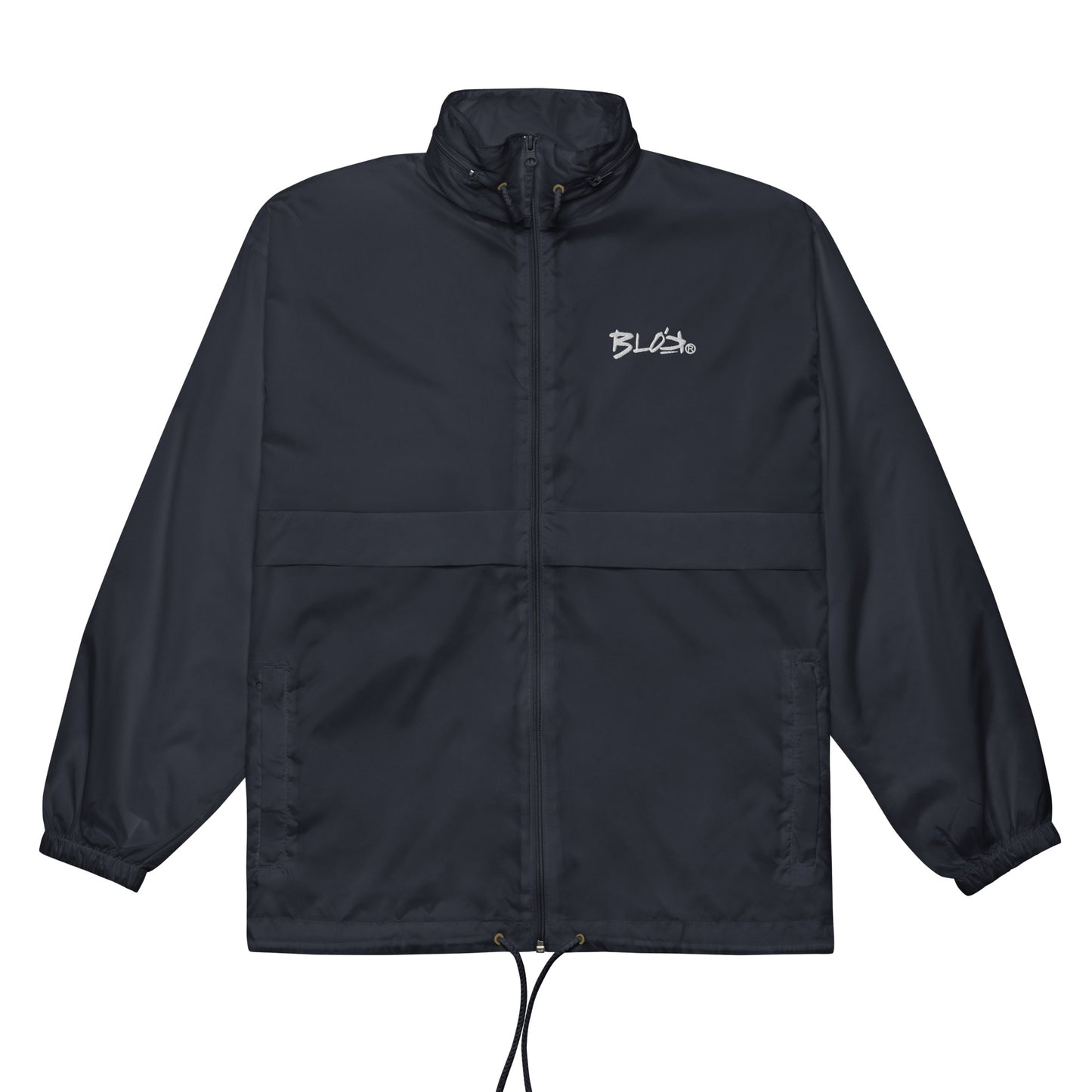 BLOK Underscore - Unisex White Front & Back Embroidered Windbreaker Jacket