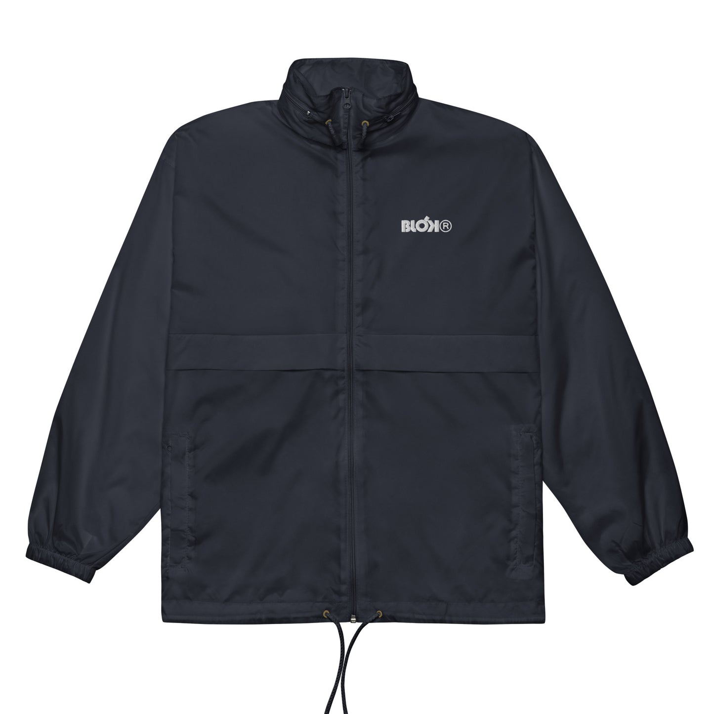 BLOK R - Unisex White Embroidered Windbreaker Jacket