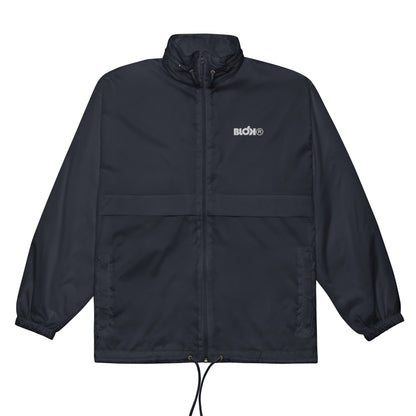 BLOK R - Unisex White Embroidered Windbreaker Jacket