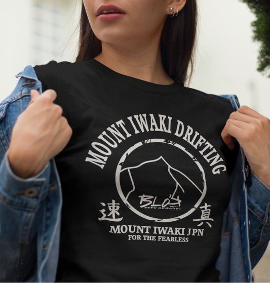 Mount Iwaki - Front Print - with White Logo - Women's Relaxed Fit