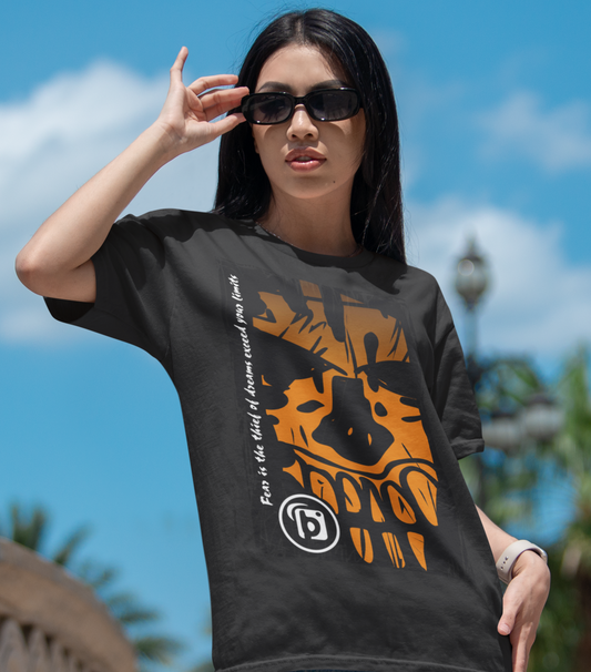 Tiki Skull - Back & Front Print in Orange - Women's Oversize