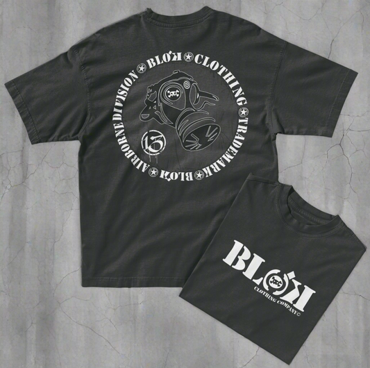 Gas mask - Front & Back Print - in White & Grey - Oversize Men's