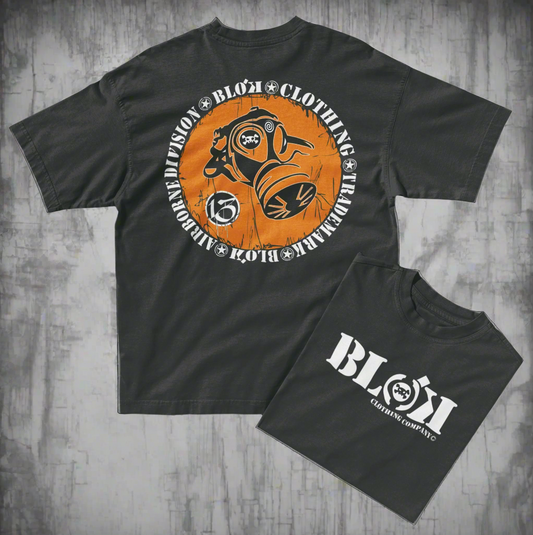 Gas mask - Front & Back Print - in White & Orange - Men's Oversize