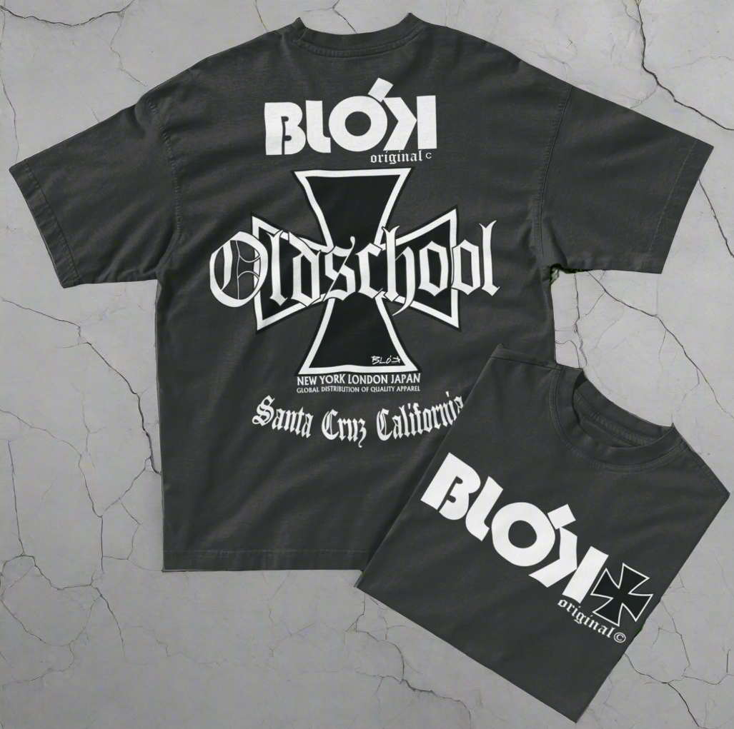 Old School Iron Cross - Front & Back Print - in white - Men's Oversize