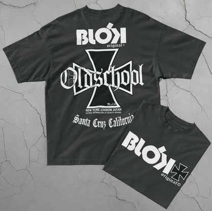 Old School Iron Cross - Front & Back Print - in white - Men's Oversize