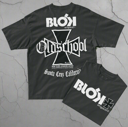 Old School Iron Cross - Front & Back Print - in white - Men's Oversize