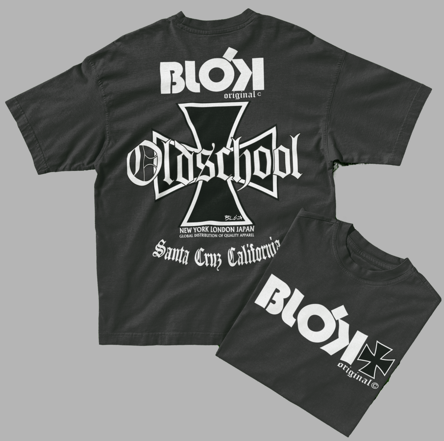 Old School Iron Cross - Front & Back Print - in white - Men's Oversize