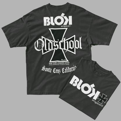 Old School Iron Cross - Front & Back Print - in white - Men's Oversize