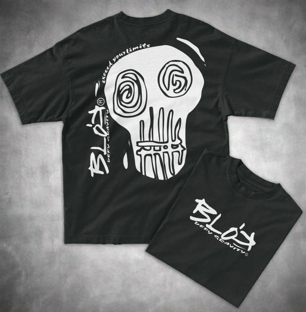 Skull - Front & Back Print - in White - Men's Oversize