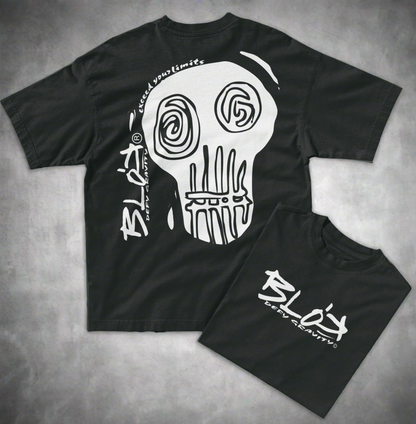 Skull - Front & Back Print - in White - Men's Oversize