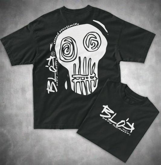 Skull - Front & Back Print - in White - Men's Oversize