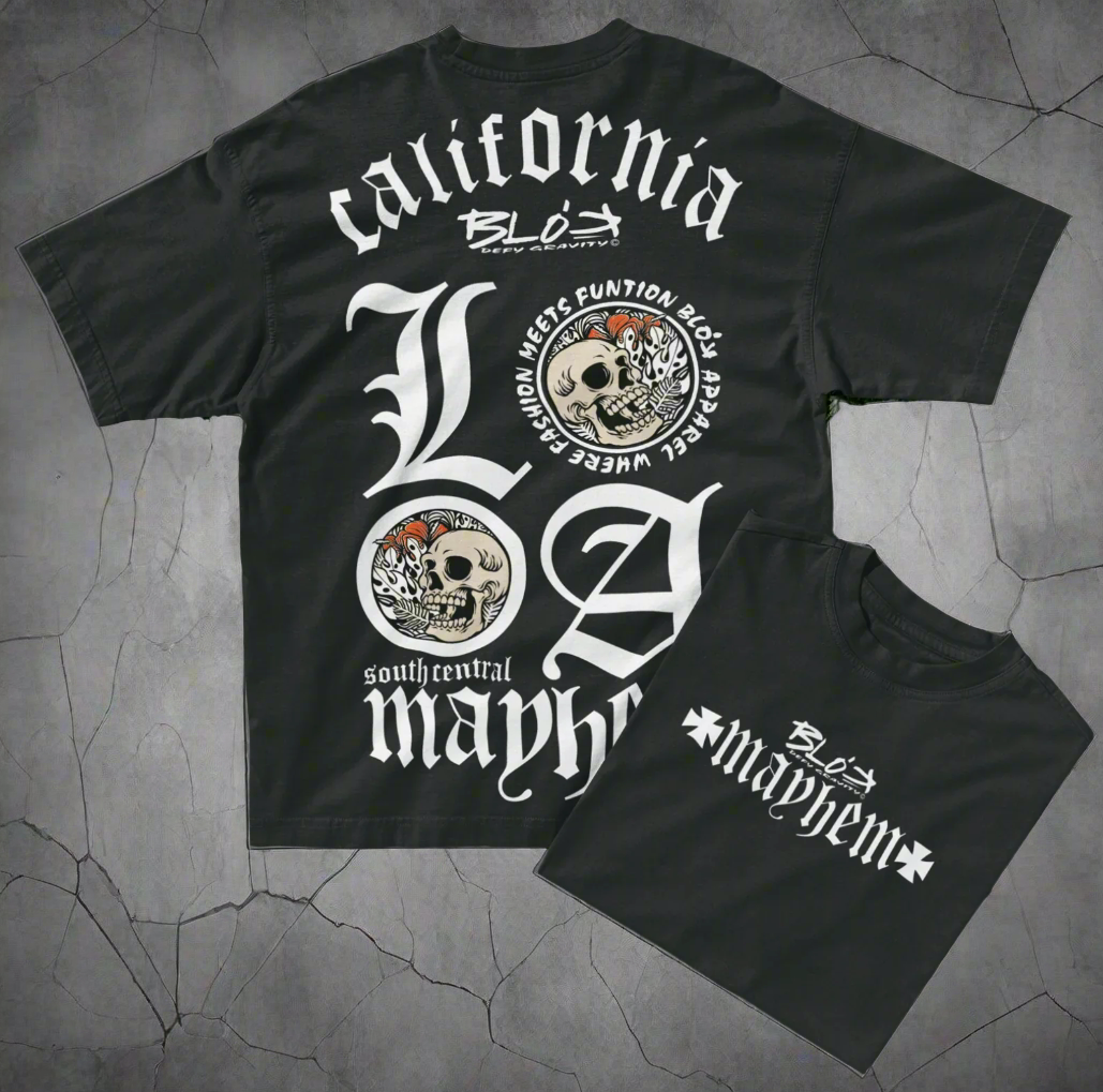 LA Mayhem - Front & Back Print in White - Men's Oversize