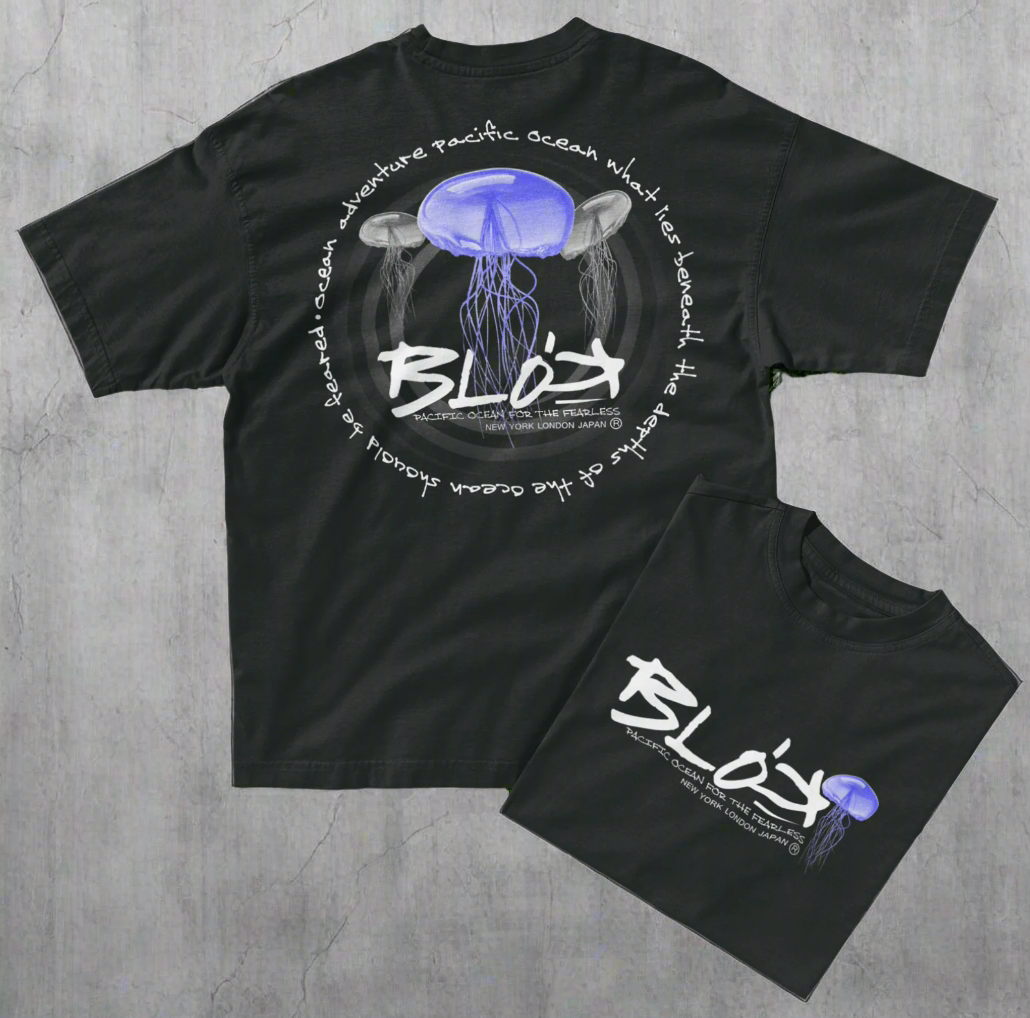 Jellyfish - Front & Back Print - with White Logo - Women's Oversize