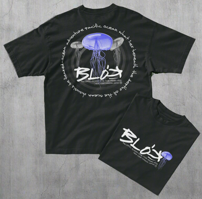 Jellyfish - Front & Back Print - with White Logo - Women's Oversize