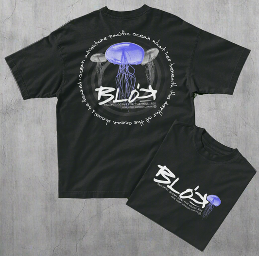 Jellyfish - Front & Back Print - with White Logo - Women's Oversize