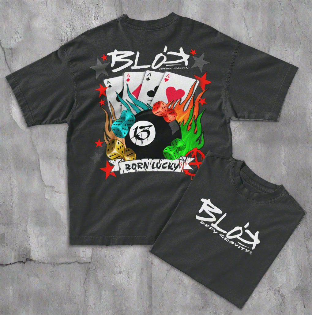 Born Lucky - Back & Front Print - in White - Women's Oversize