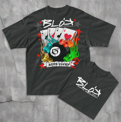 Born Lucky - Back & Front Print - in White - Women's Oversize