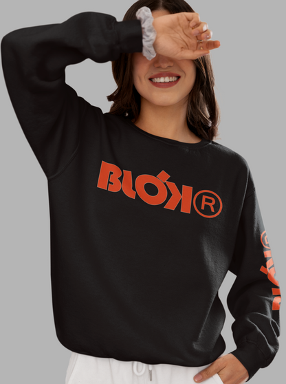 Blok R - Front & Arm Print - in Orange - Women's Sweatshirt