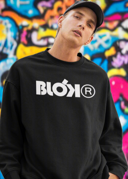 Blok R - Front & Arm Print in White - Men's Sweatshirt