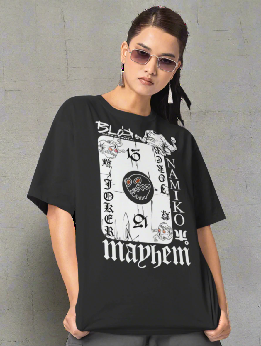 Poker Face - Front Print - in White - Women's Oversize