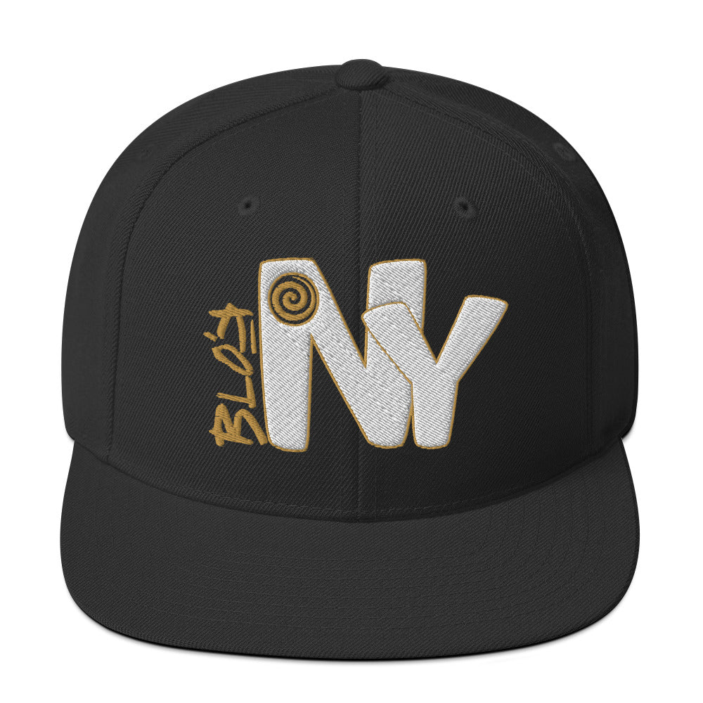 Blok New York - Snapback Hat - White & Gold Embroidery