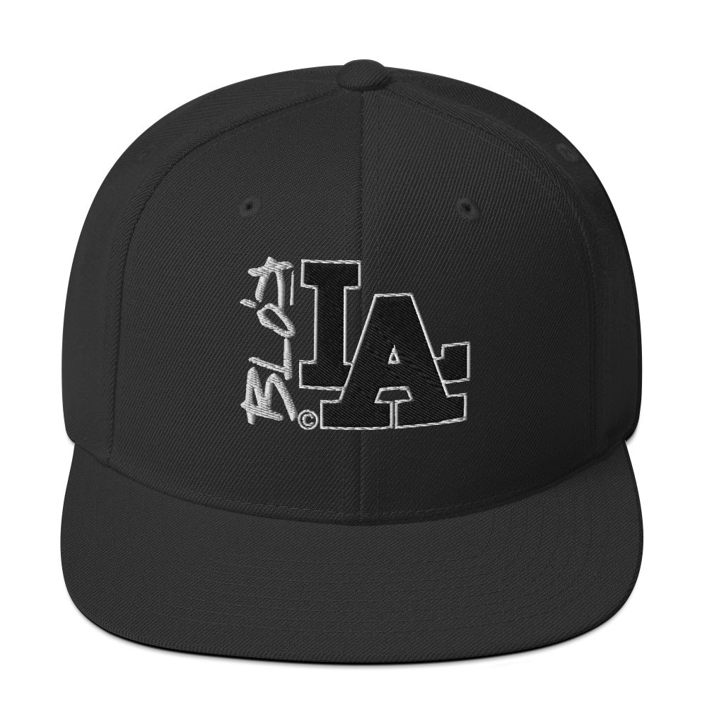 BLOK LA - Women's Snapback Hat - Black and White Embroidery