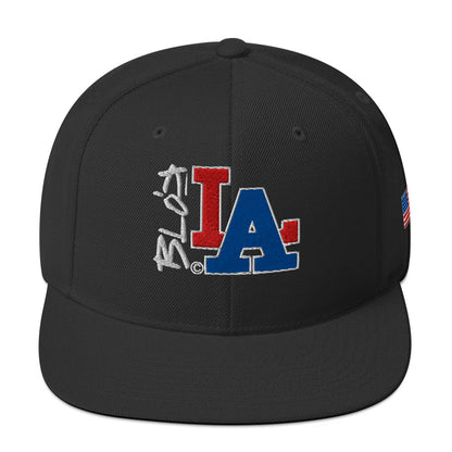 BLOK LA - Women's Snapback Hat - Front & Side Logo Red and Blue Embroidery