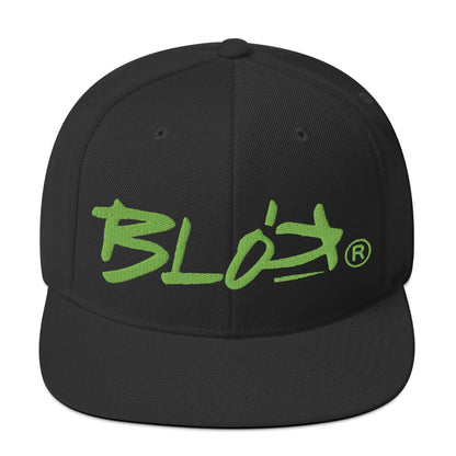 BLOK Underscore - Women's Snapback Hat - Lime Green Embroidery