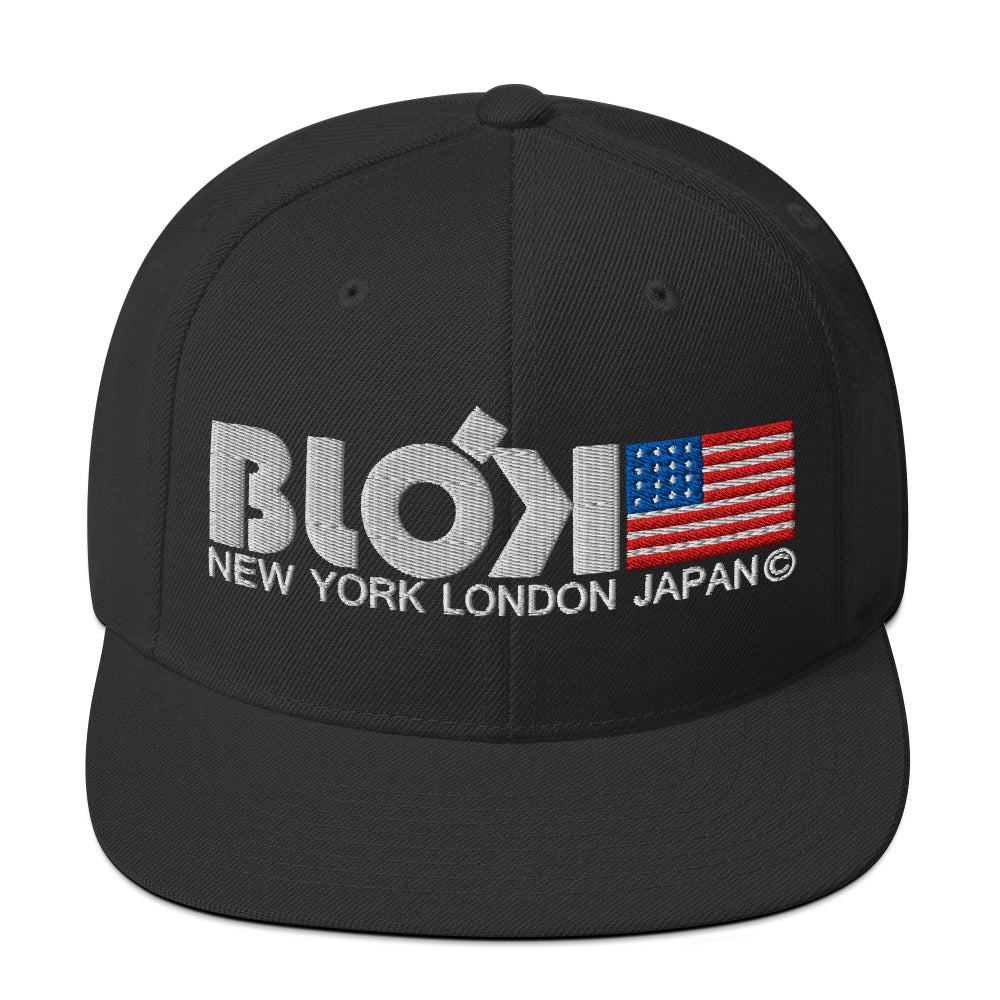 NY LDN JPN & Flag - Women's Snapback Hat - White Embroidery