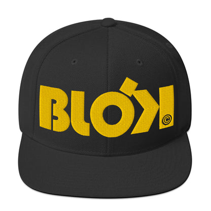 BLOK Bold Logo - Women's Snapback Hat - Yellow Embroidery