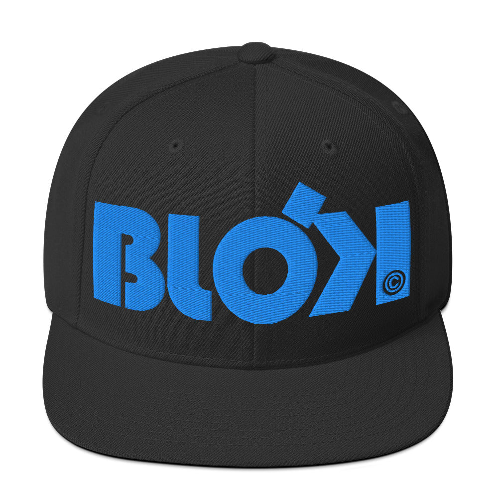 BLOK Bold Logo - Women's Snapback Hat - Bright Blue Embroidery