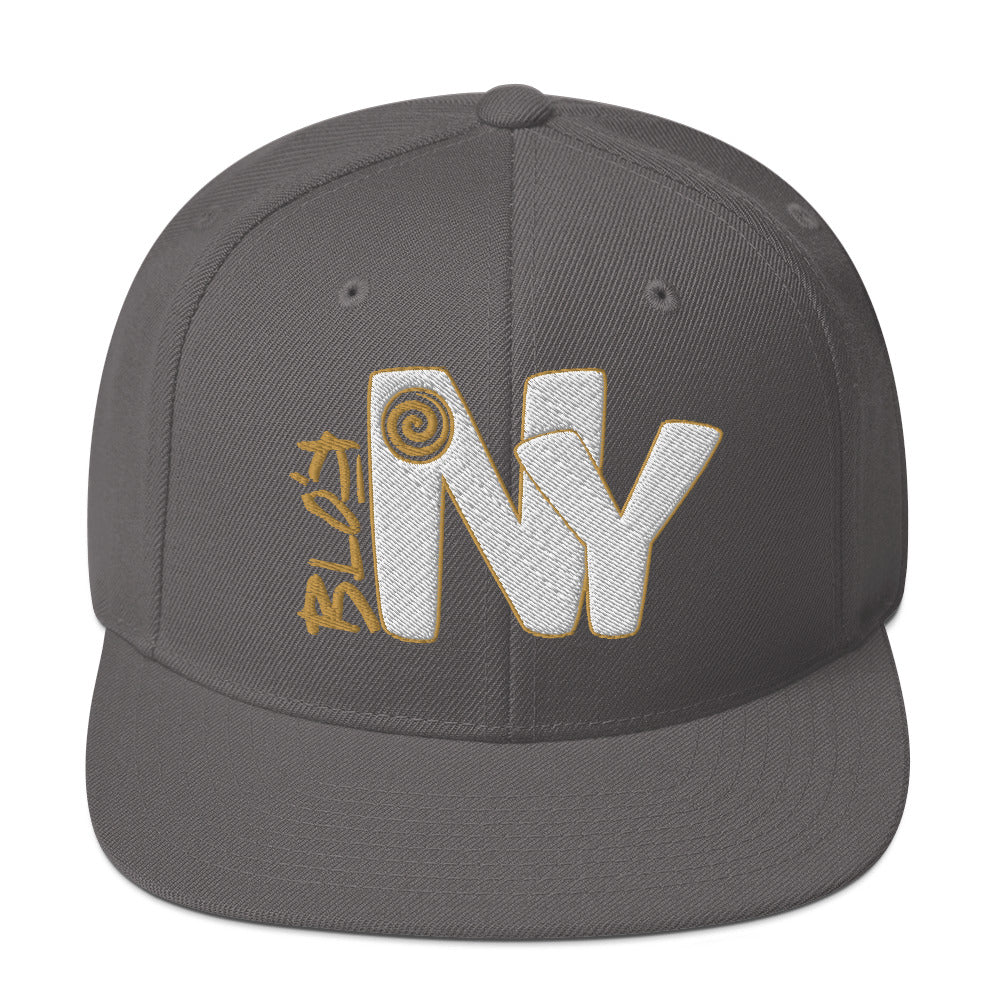 Blok New York - Snapback Hat - White & Gold Embroidery