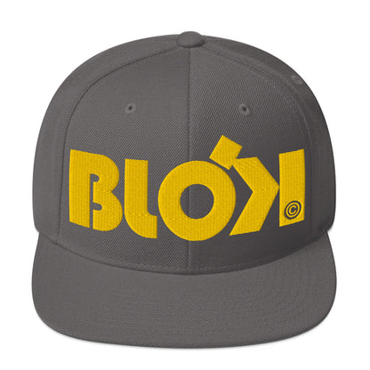 BLOK Bold Logo - Snapback Hat - Yellow Embroidery