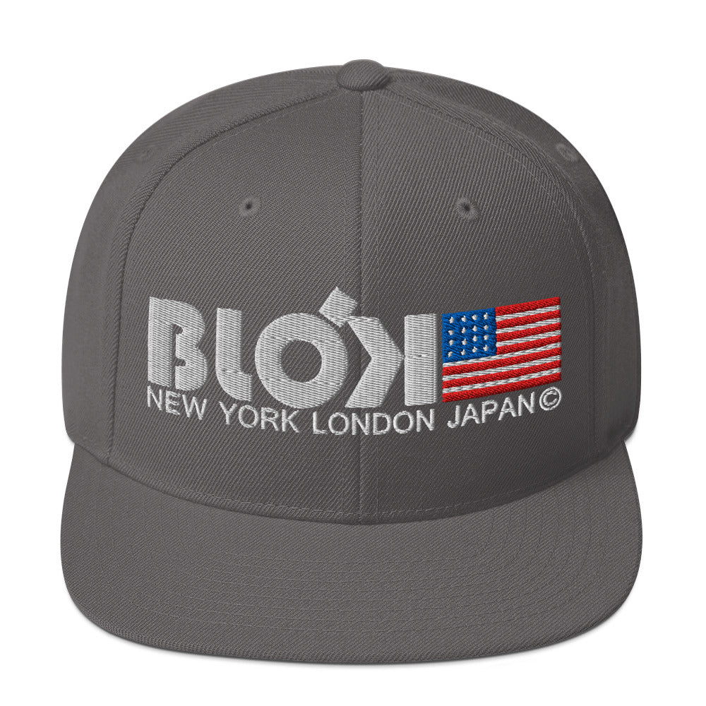 NY LDN JPN & Flag - Snapback Hat - White Embroidery