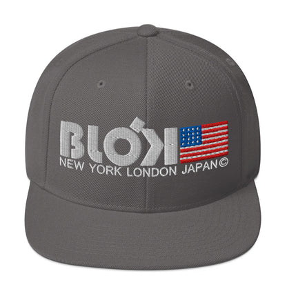 NY LDN JPN & Flag - Snapback Hat - White Embroidery