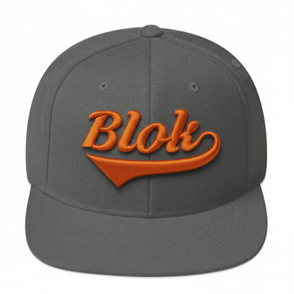 Blok Classic Logo - Snapback Hat - Orange 3D Embroidery - Women's