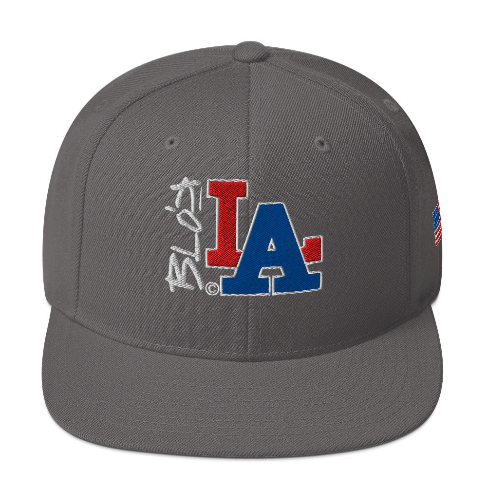 Blok LA - Snapback Hat Front & Side Logo - Red and Blue Embroidery