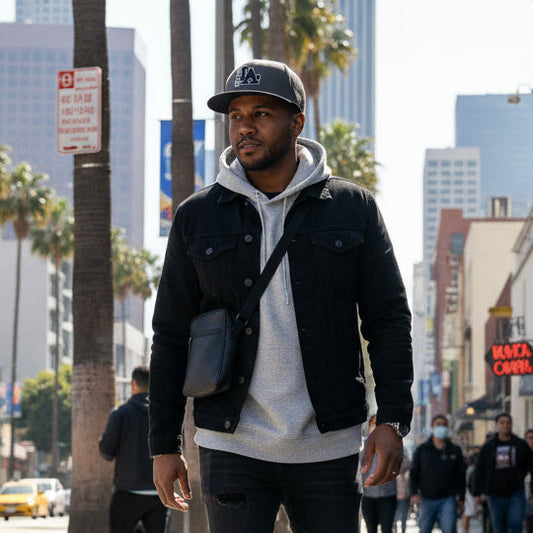 Blok LA - Snapback Hat- Black and White Embroidery
