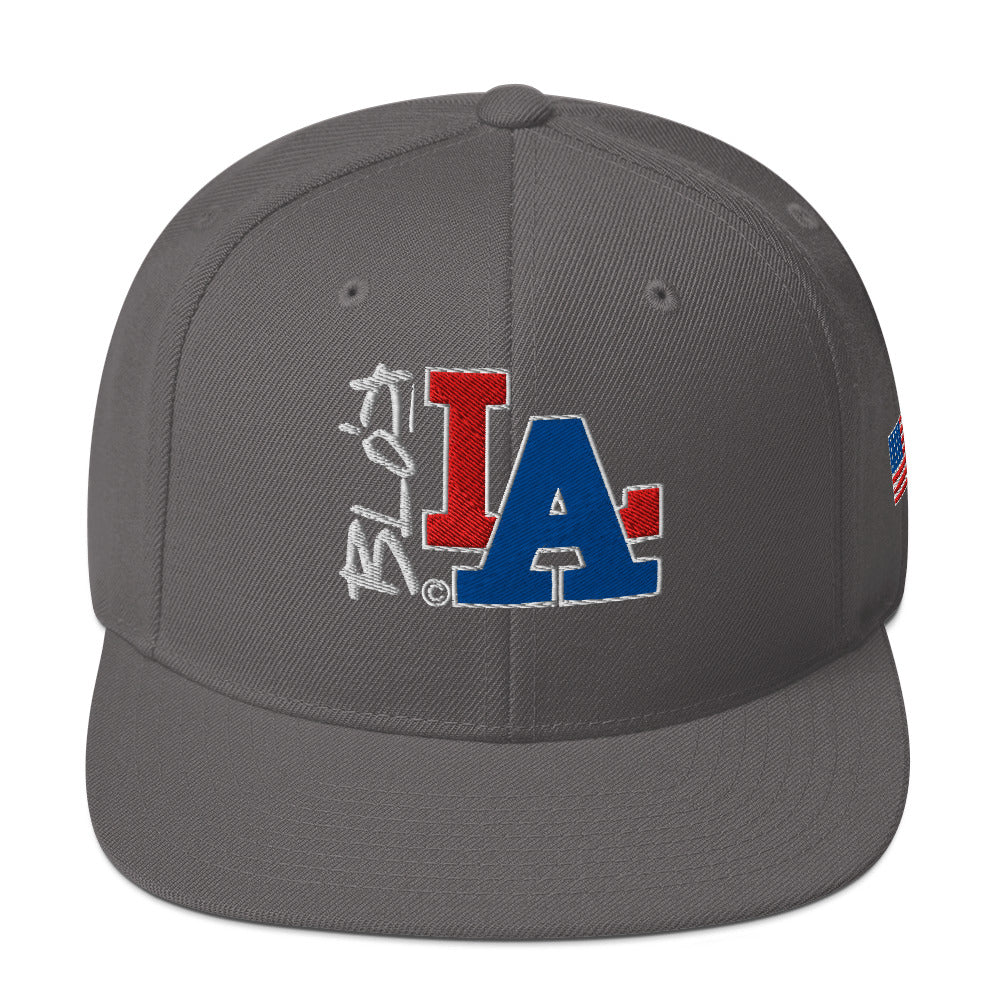 BLOK LA - Women's Snapback Hat - Front & Side Logo Red and Blue Embroidery