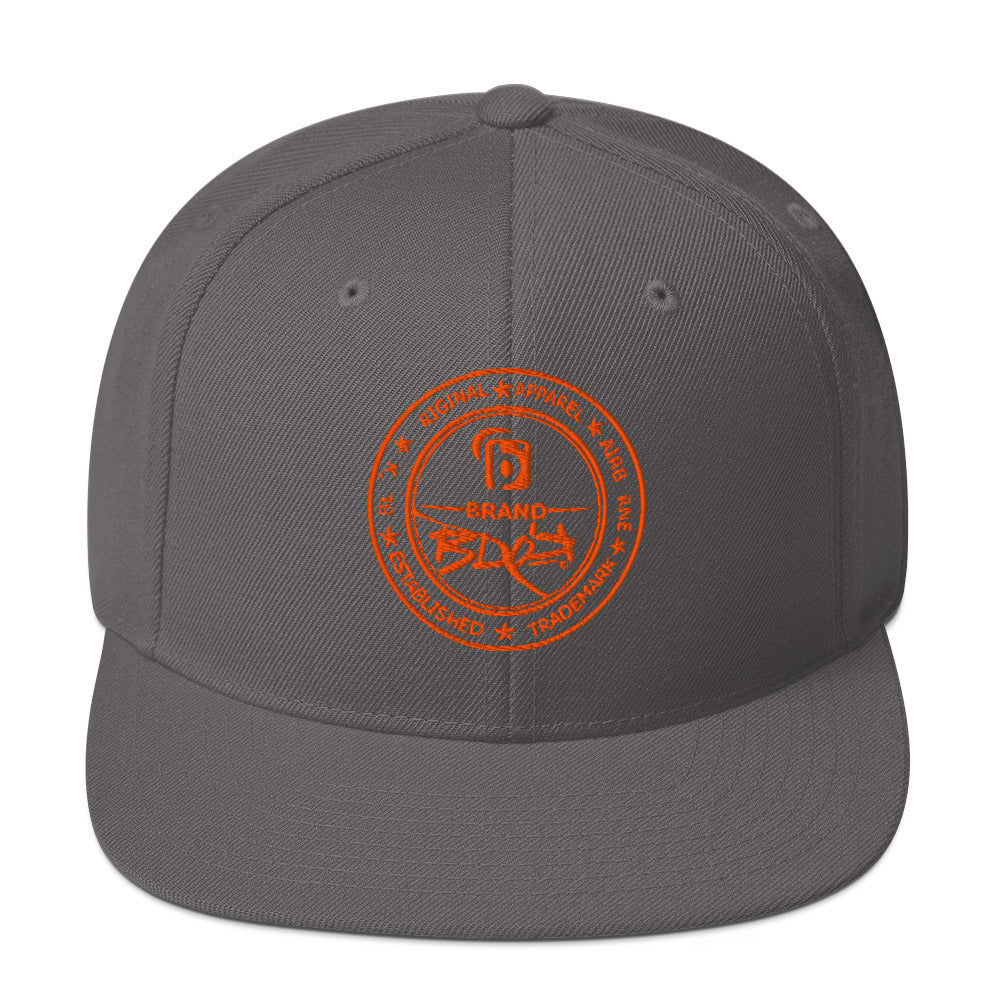 BLOK Original Apparel Stamp - Women's Snapback Hat - Orange Embroidery