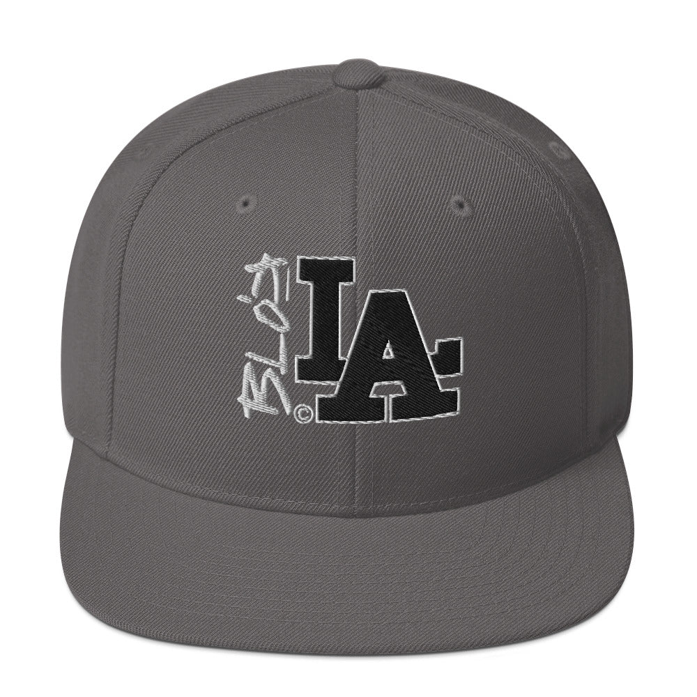 BLOK LA - Women's Snapback Hat - Black & White Embroidery
