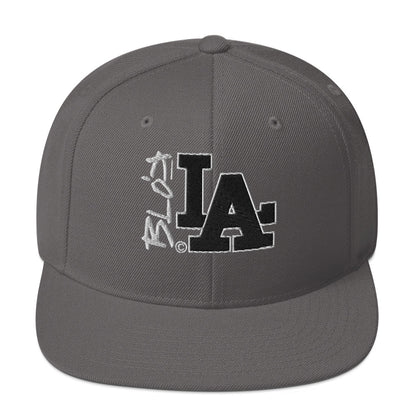 BLOK LA - Women's Snapback Hat - Black & White Embroidery
