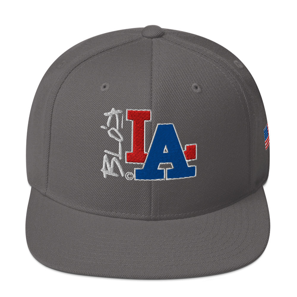 BLOK LA - Women's Snapback Hat - Red & Blue Front & Side Embroidery
