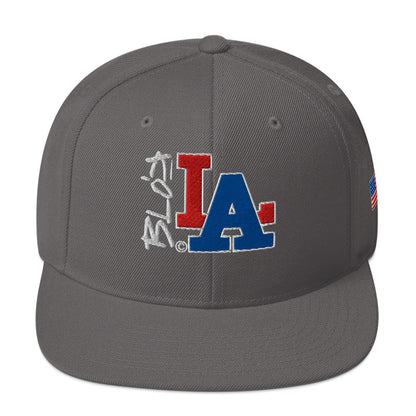 BLOK LA - Women's Snapback Hat - Red & Blue Front & Side Embroidery
