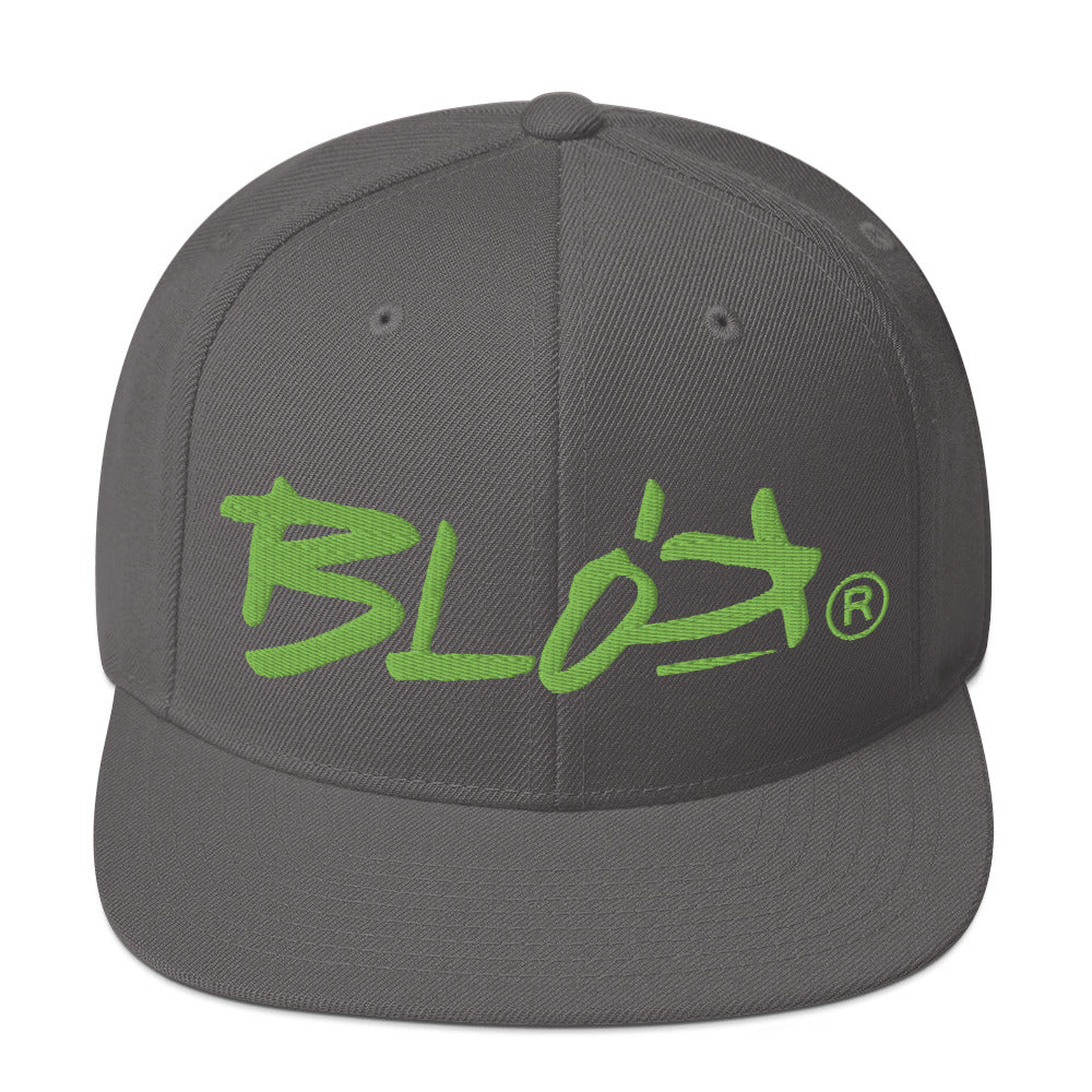 BLOK Underscore - Women's Snapback Hat - Lime Green Embroidery