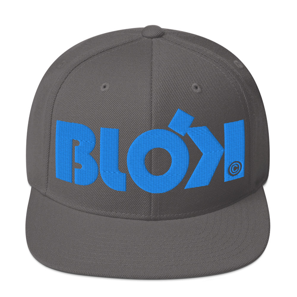 BLOK Bold Logo - Women's Snapback Hat - Bright Blue Embroidery