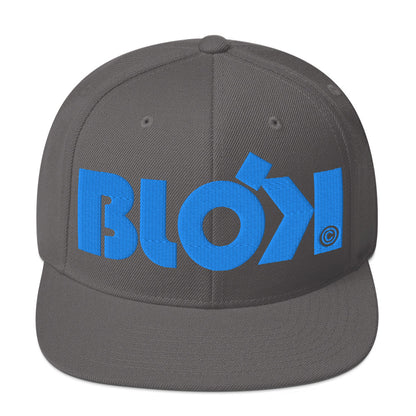 BLOK Bold Logo - Women's Snapback Hat - Bright Blue Embroidery