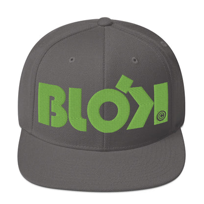 BLOK Bold Logo - Women's Snapback Hat - Lime Green Embroidery