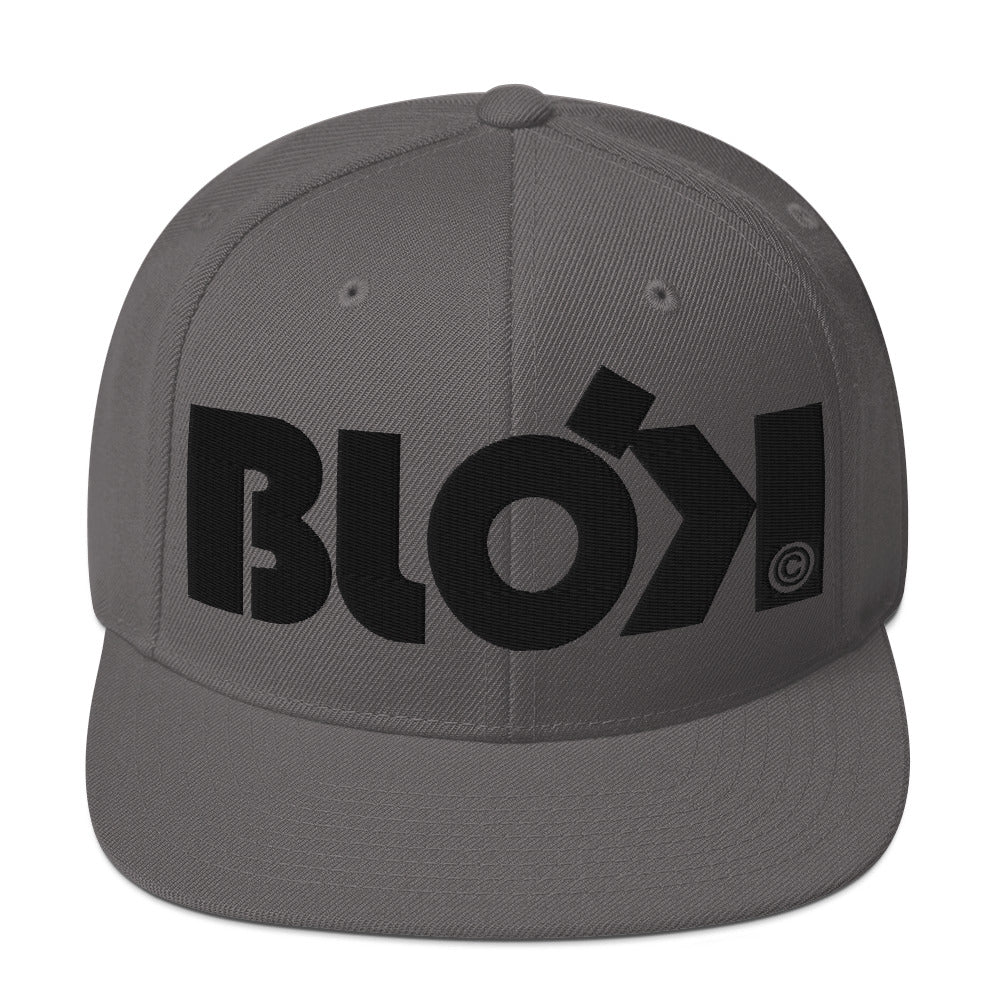 BLOK Bold Logo - Women's Snapback Hat - Black Embroidery
