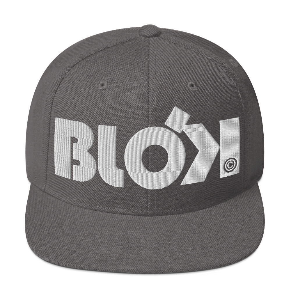 BLOK Bold Logo - Women's Snapback Hat - White Embroidery